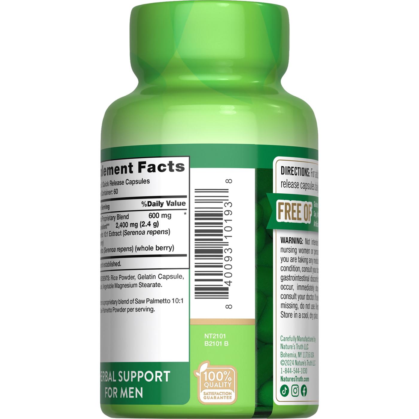 Nature's Truth Saw Palmetto Capsules - 2,400 mg; image 4 of 4