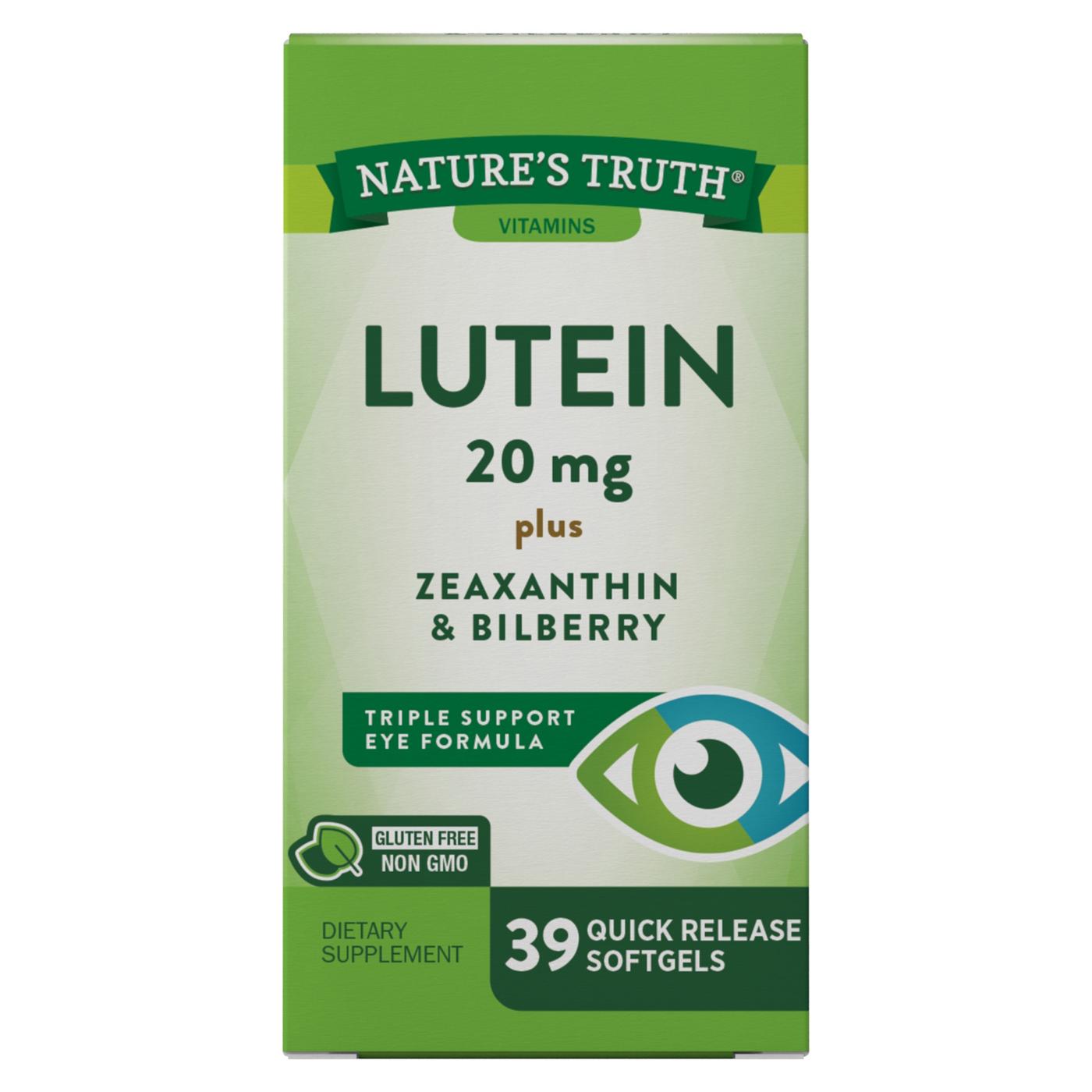 Nature's Truth Lutein 20 mg plus Zeaxanthin & Bilberry; image 1 of 2