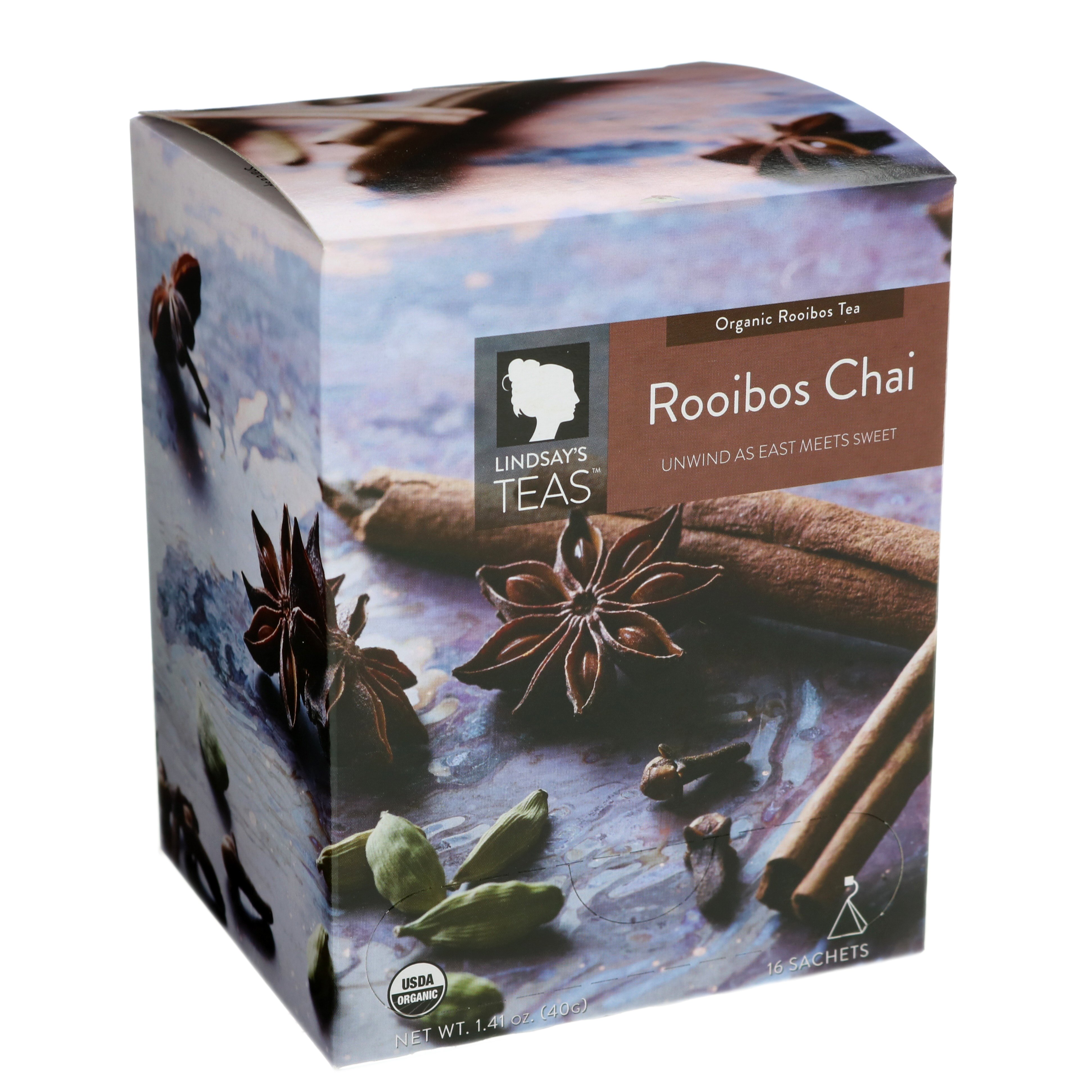 Lindsay's Teas Organic Roobios Tea Roobios Chai Pyramid Bags Shop Tea at HEB