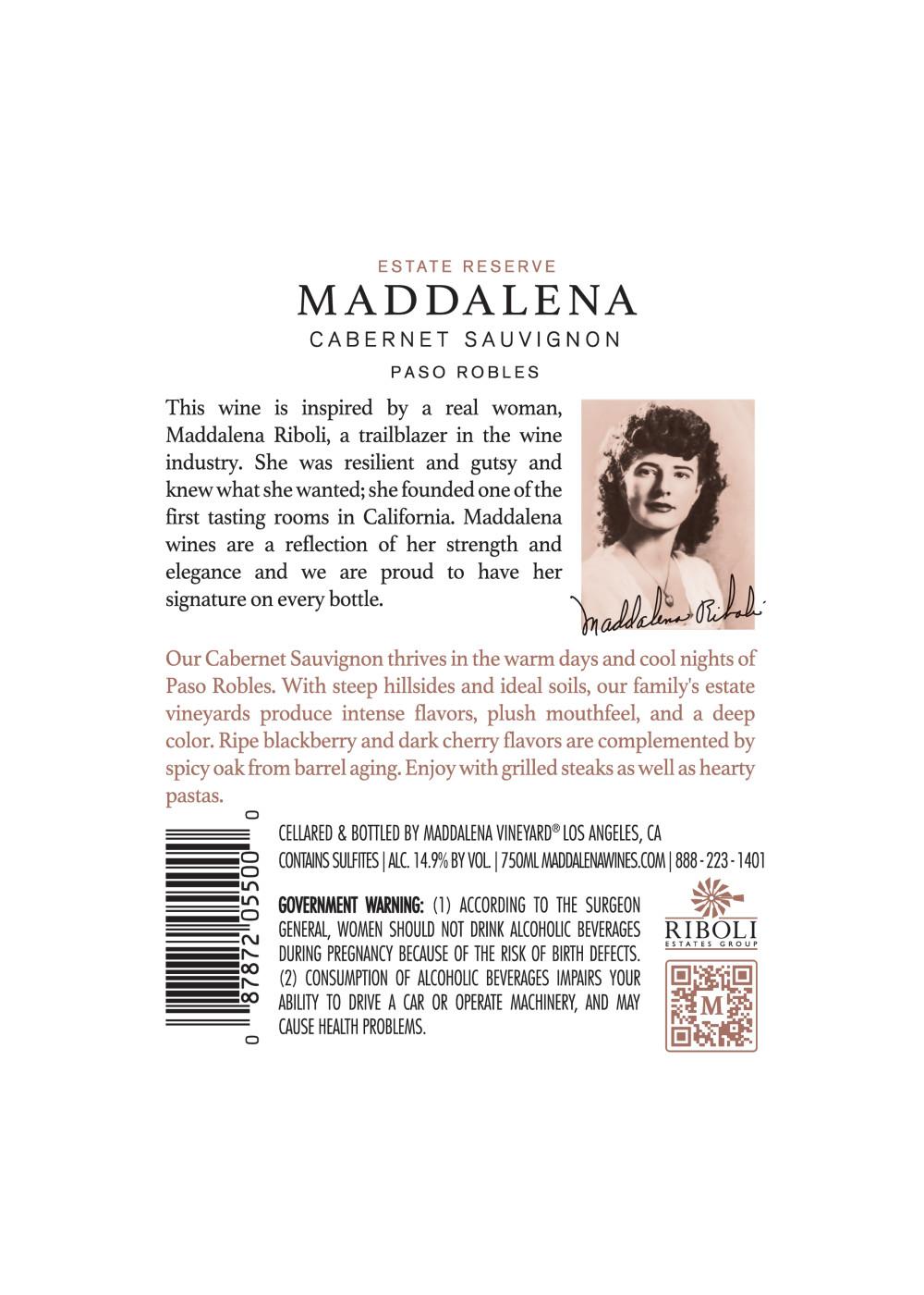 Maddalena Vineyard Cabernet Sauvignon Paso Robles Red Wine; image 6 of 10