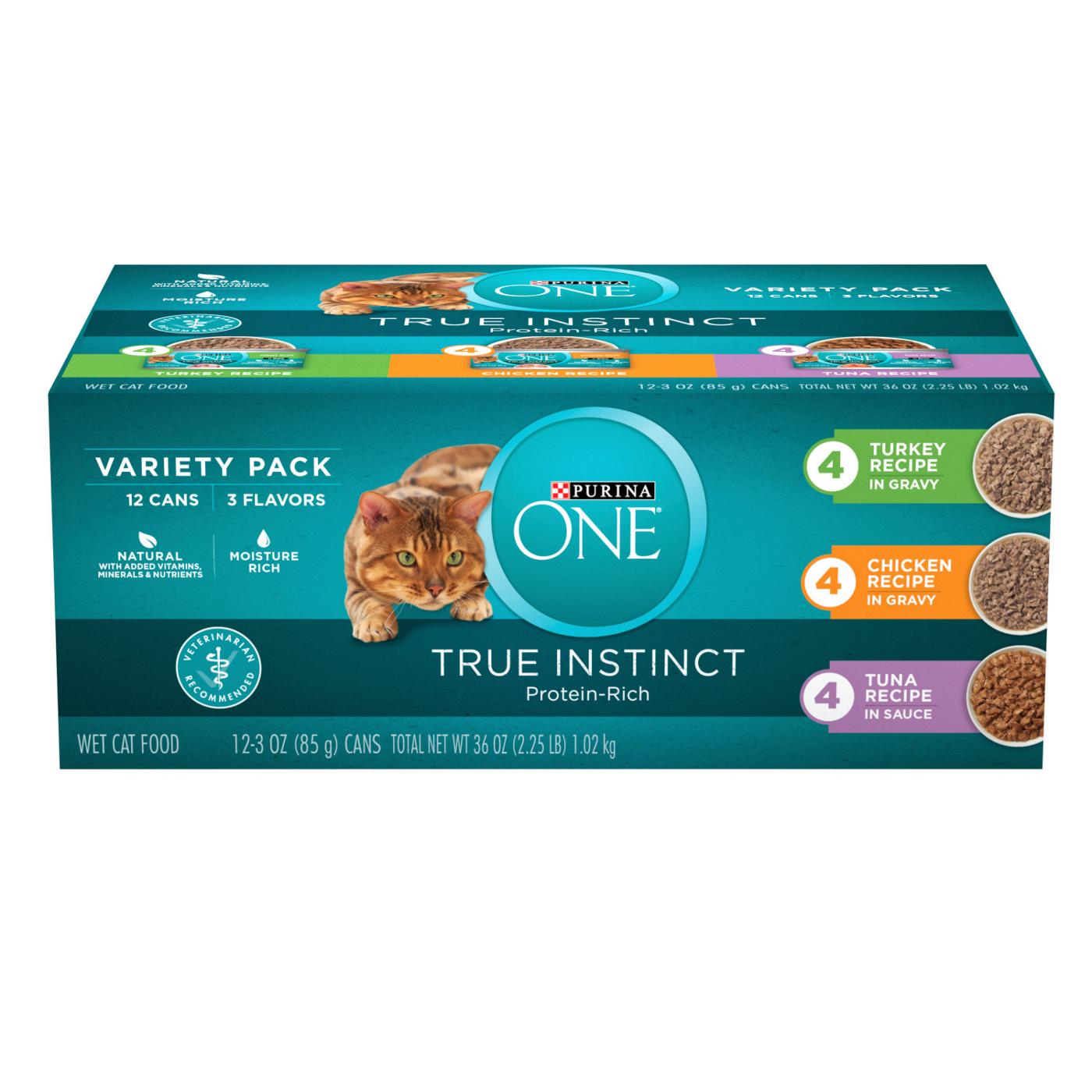 Purina ONE Purina ONE Natural, High Protein Wet Cat Food Variety Pack, True Instinct Turkey, Chicken and Tuna Recipes; image 1 of 10