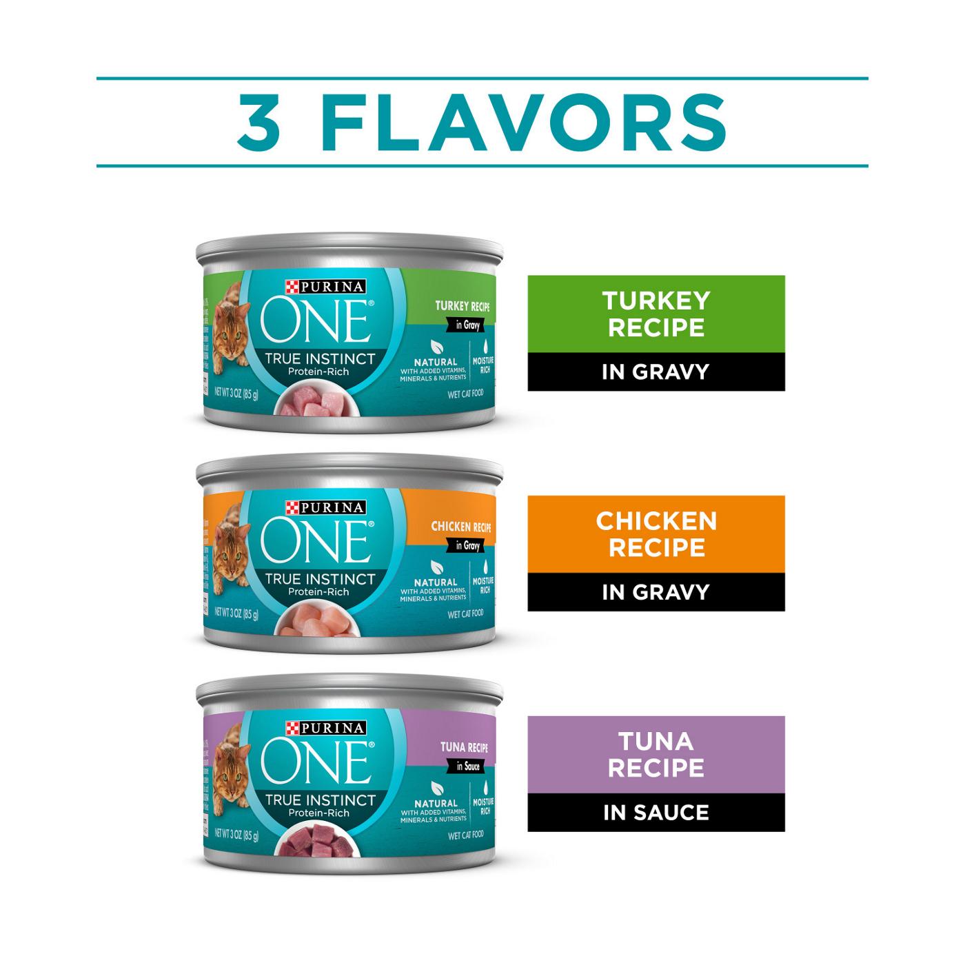 Purina ONE Purina ONE Natural, High Protein Wet Cat Food Variety Pack, True Instinct Turkey, Chicken and Tuna Recipes; image 4 of 10
