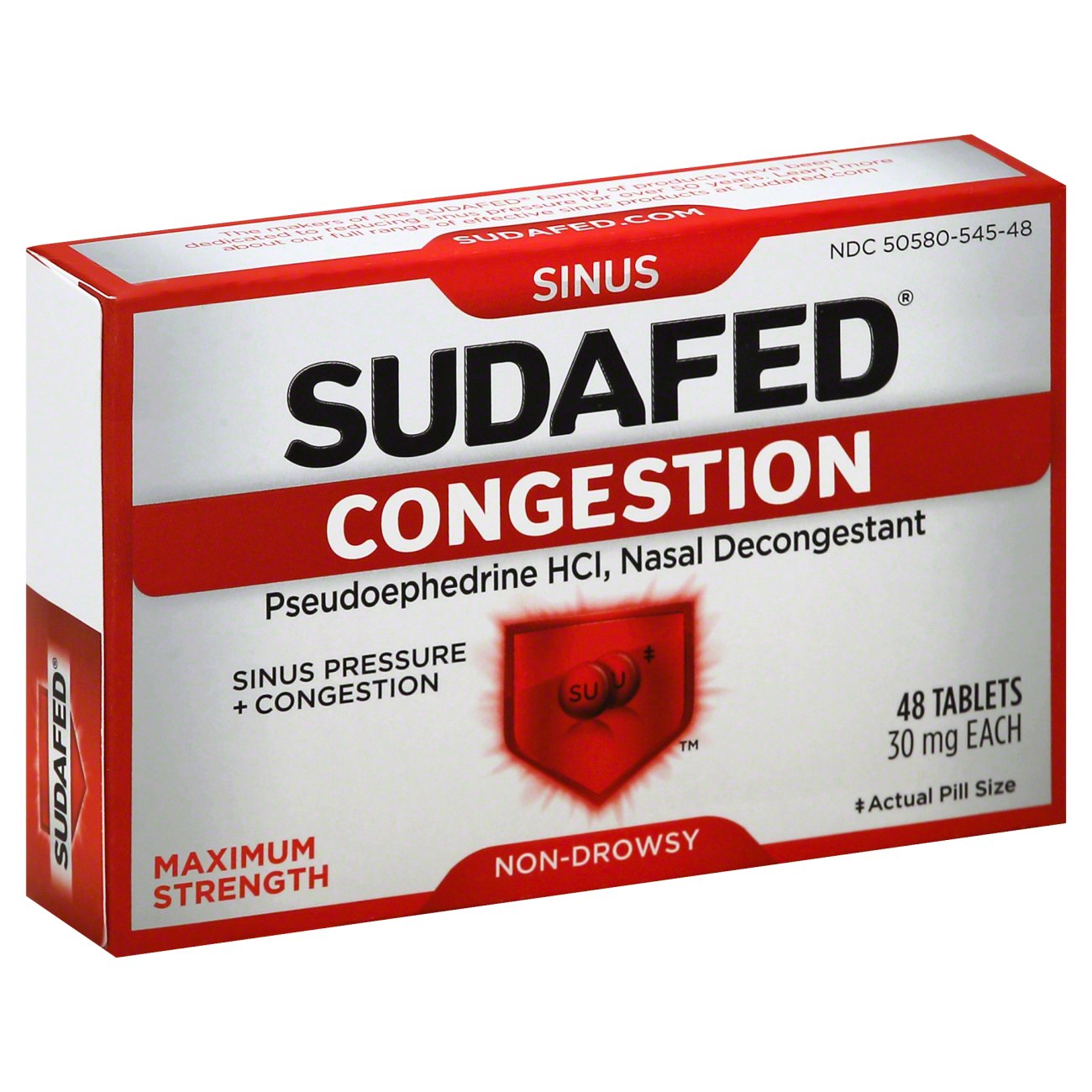 Sudafed Maximum Strength Nasal Decongestant 30 mg Tablets - Shop Sinus ...