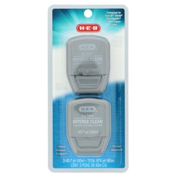 H-E-B Icy Mint Intense Clean Waxed Dental Floss, 87.4 yd