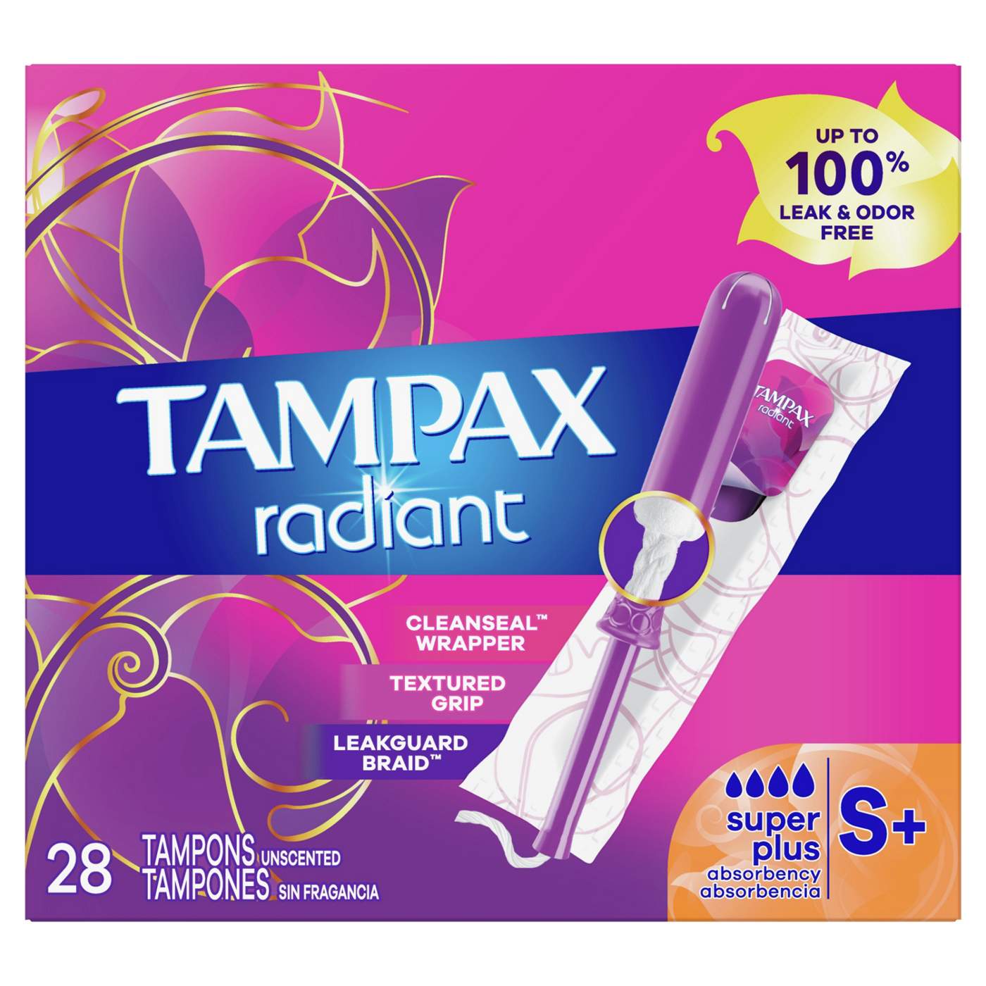 Tampax Radiant Tampons Super Plus Absorbency, Unscented; image 1 of 5