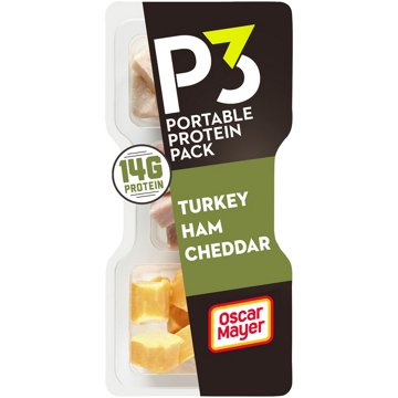 P3 Portable Protein Pack Snack Tray - Turkey, Ham & Cheddar, 2.3 oz
