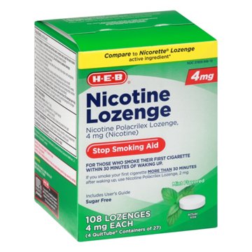 H-E-B Nicotine Lozenge Stop Smoking Aid - 4 mg, 108 ct