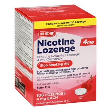 H-E-B Nicotine Lozenge Stop Smoking Aid 4 mg - Cherry Flavor, 108 ct