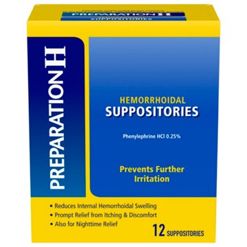 Preparation H Irritation Preventation Hemorrhoid Suppositories, 12 ct