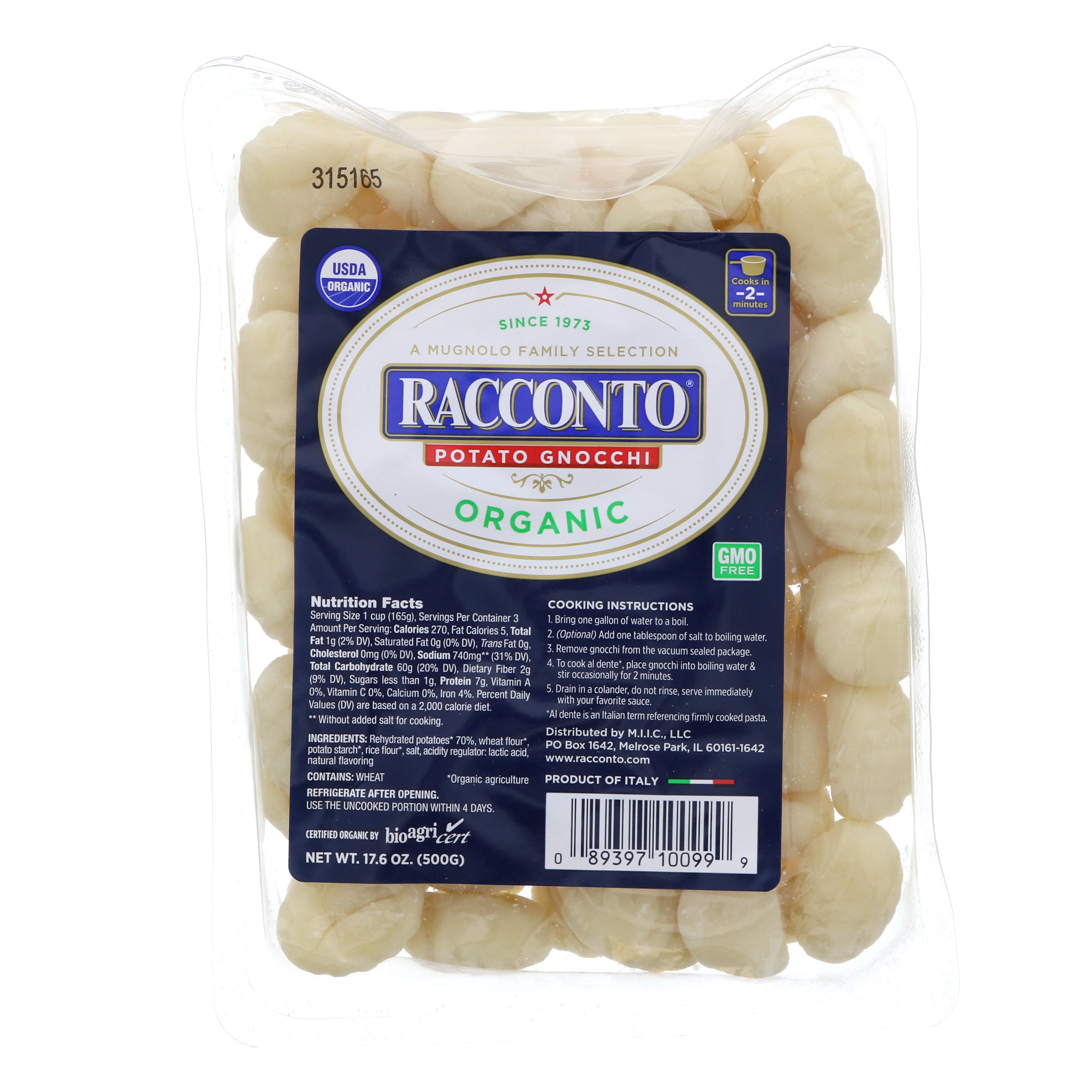 Racconto Organic Potato Gnocchi Shop Pasta at HEB