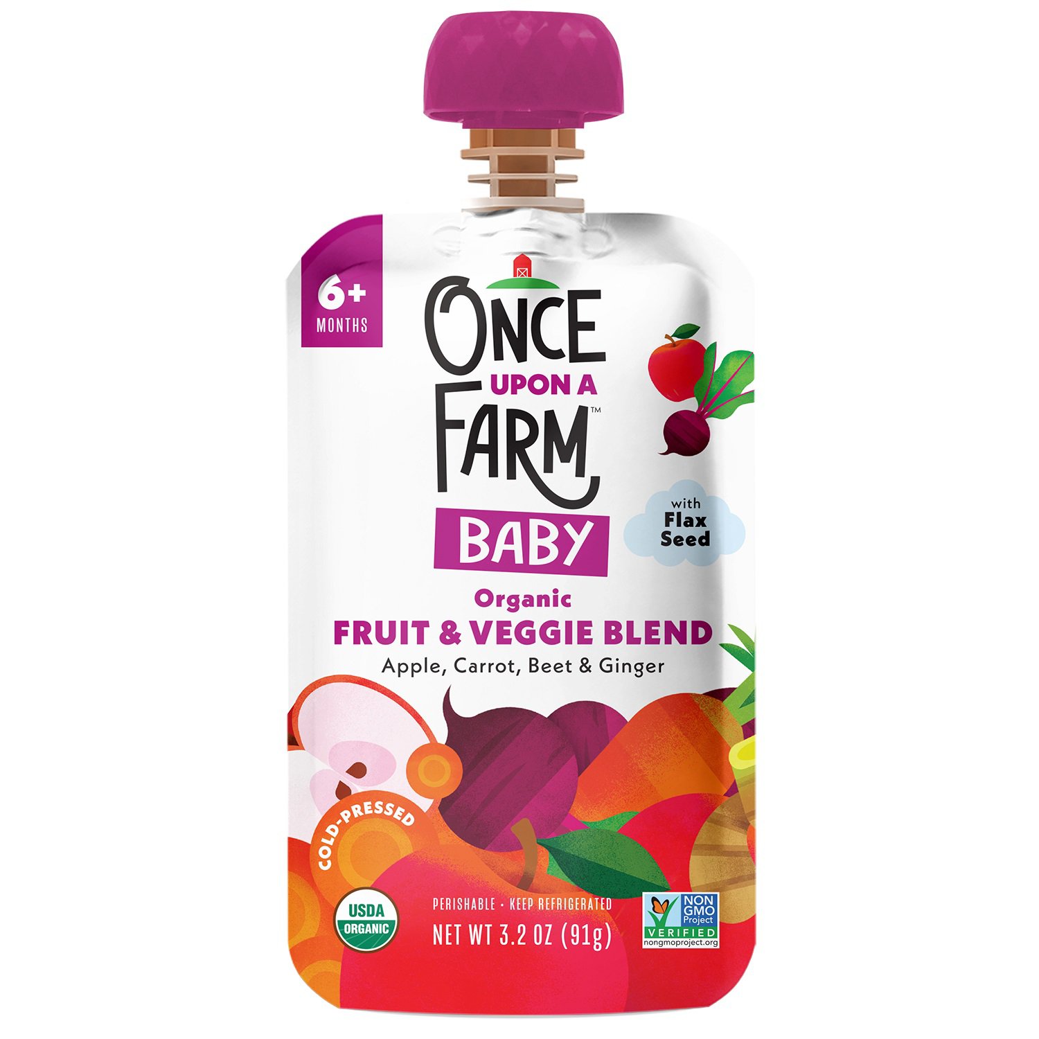 Once Upon a Farm Organic Baby Food Pouch - Apple Carrot Beet & Ginger ...