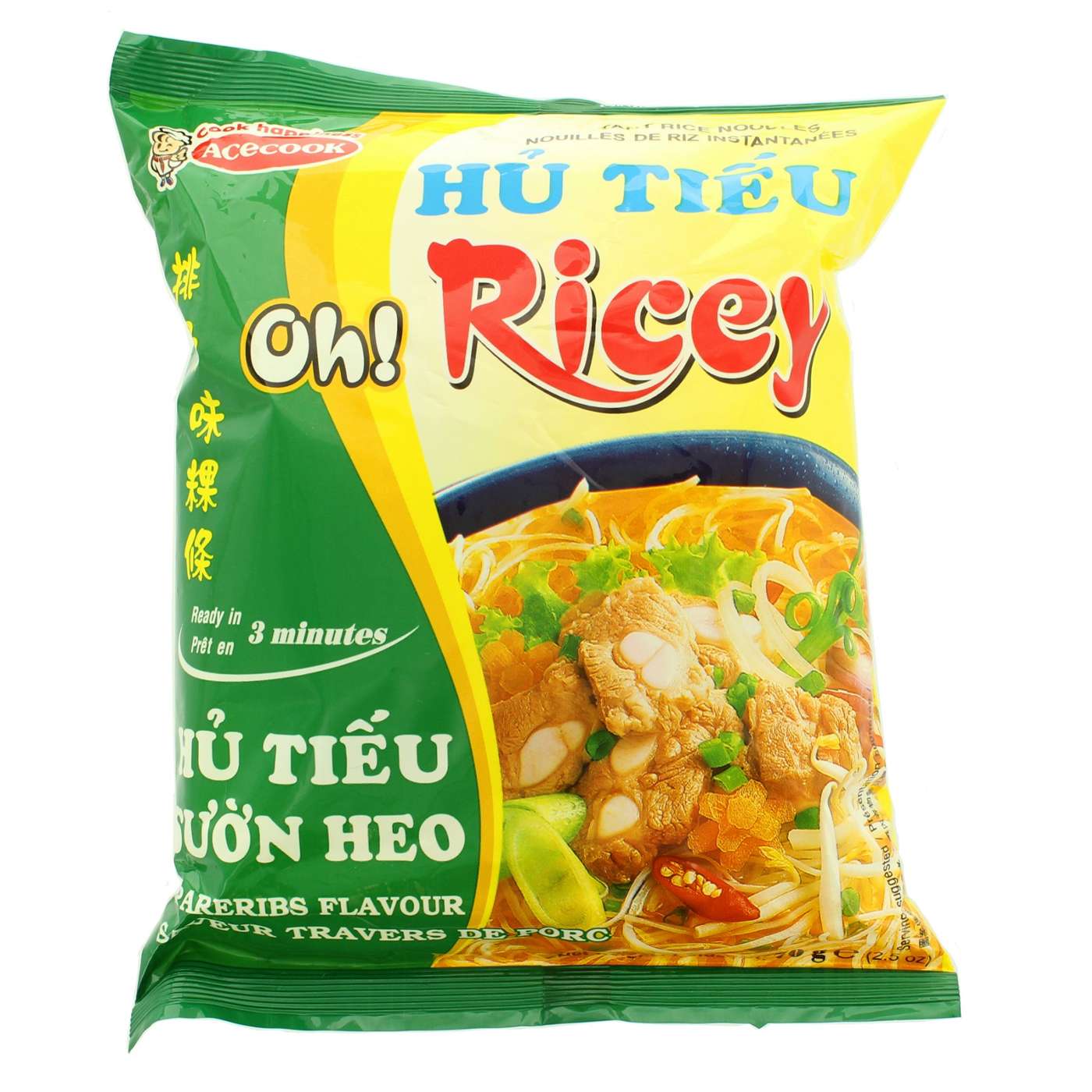 Acecook Oh Ricey Rice Noodle With Spareribs Flavor; image 1 of 2