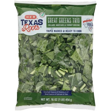 H-E-B Texas Roots Great Greens Trio - Collard, Mustard & Turnip Greens, 16 oz