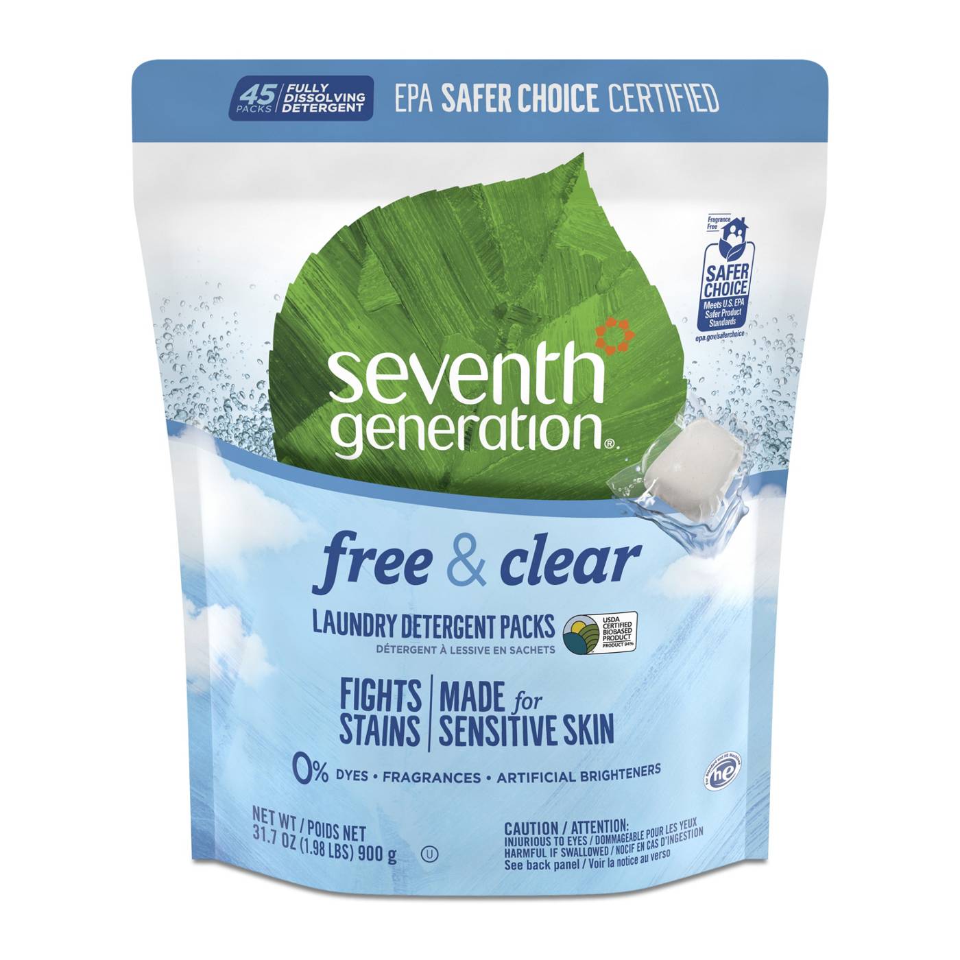 Seventh Generation Free & Clear HE Laundry Detergent Packs; image 1 of 6