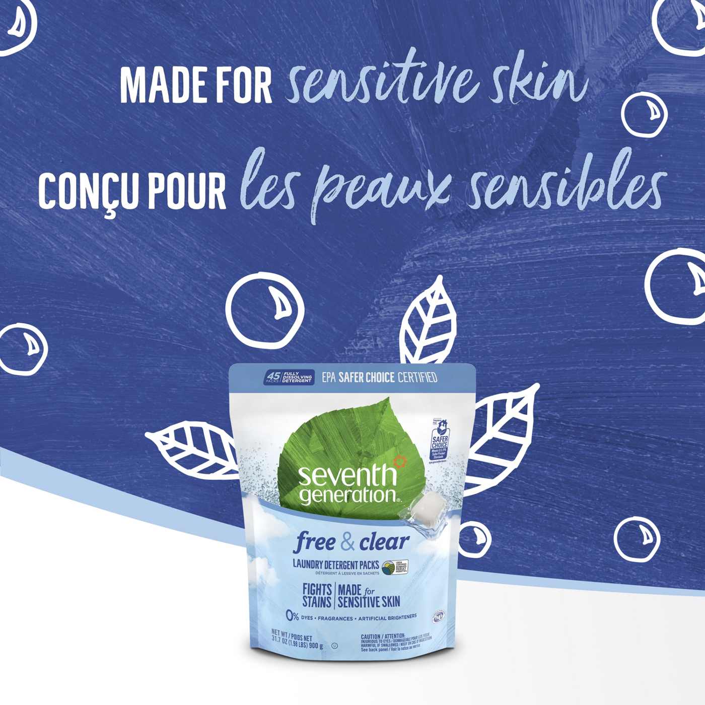 Seventh Generation Free & Clear HE Laundry Detergent Packs; image 3 of 6