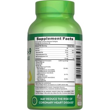 Nature's Truth Purified Triple Omega 3-6-9 Fish Flax Borage 3600 mg Softgels