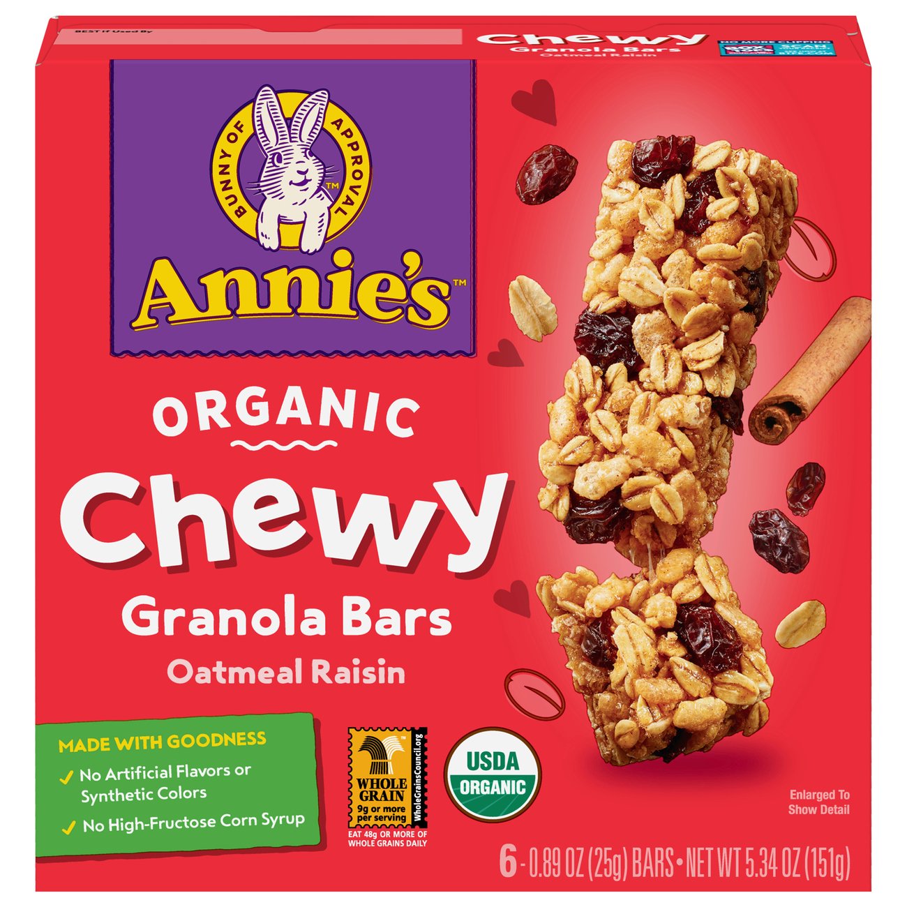 Annie's Homegrown Organic Chewy Oatmeal Raisin Granola Bars Shop