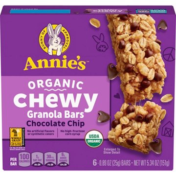 Annie's Organic Chewy Chocolate Chip Granola Bars, 6 ct