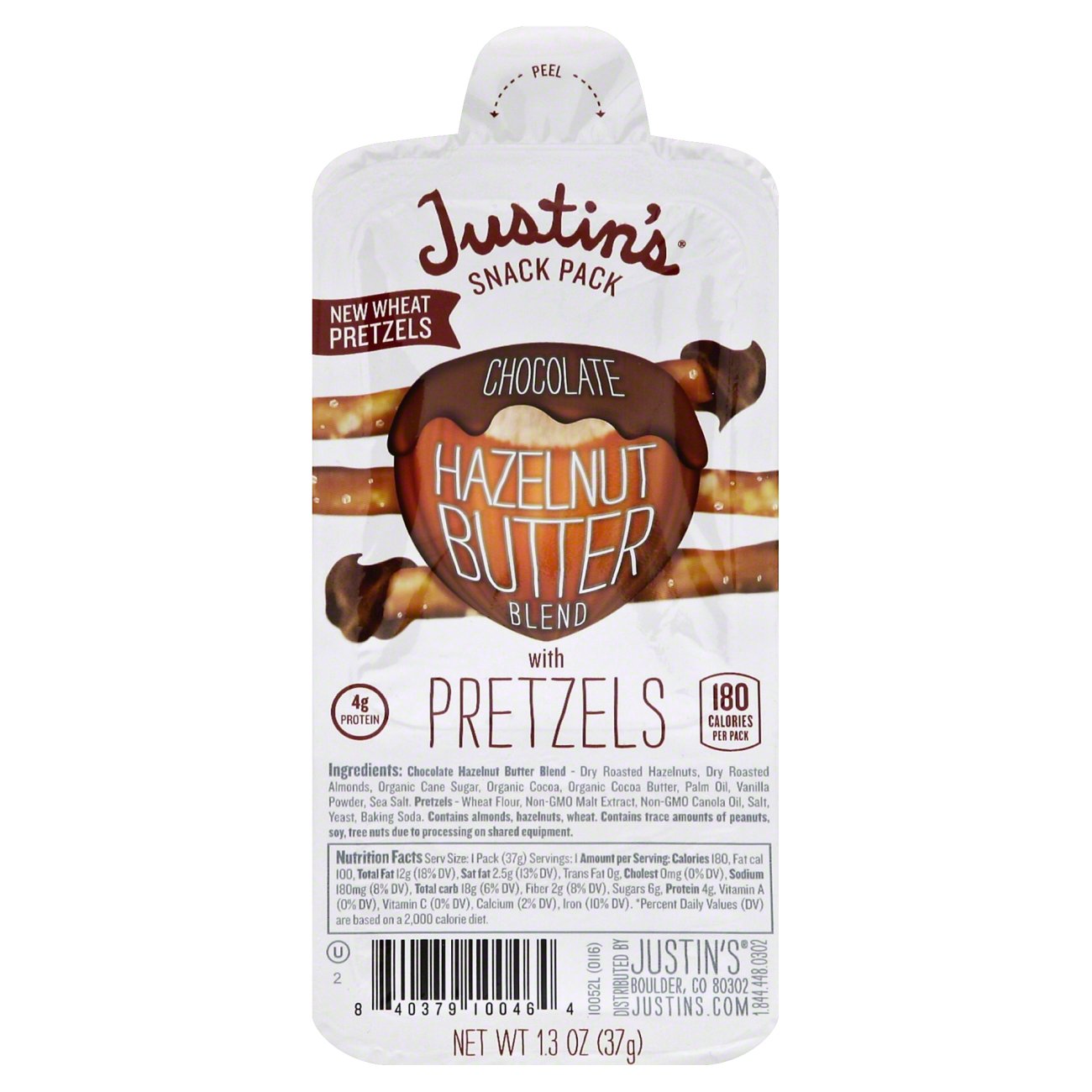 Justin's Chocolate Hazelnut Butter Blends with Pretzels Shop Peanut