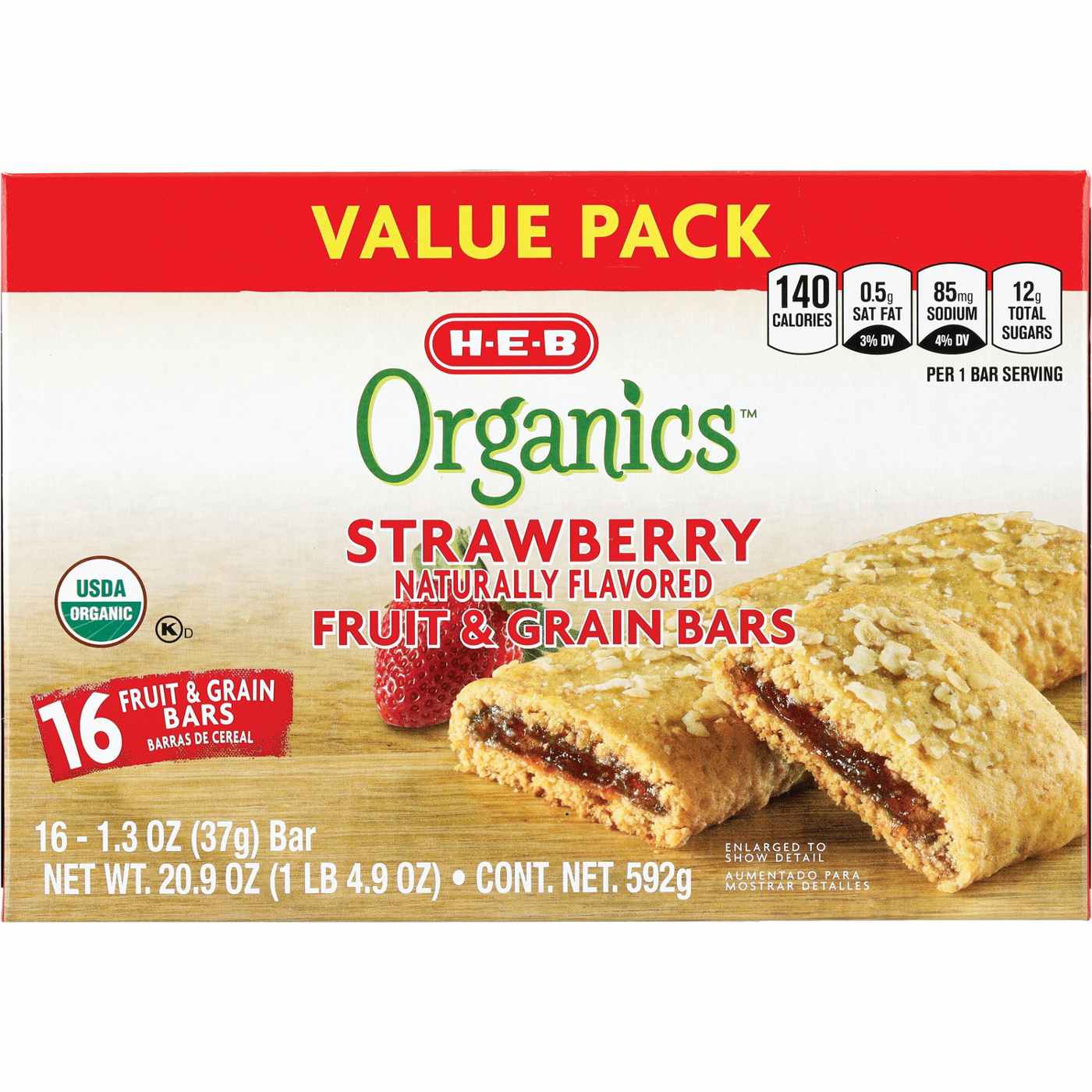 H-E-B Organics Fruit & Grain Bars - Strawberry, Value Pack; image 1 of 2