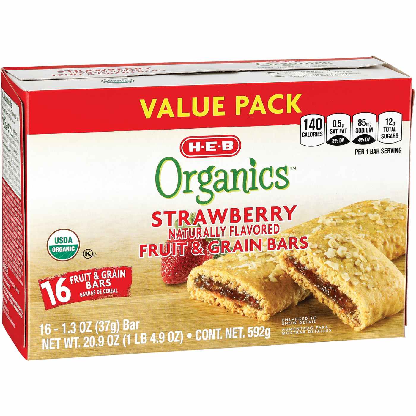 H-E-B Organics Fruit & Grain Bars - Strawberry, Value Pack; image 2 of 2