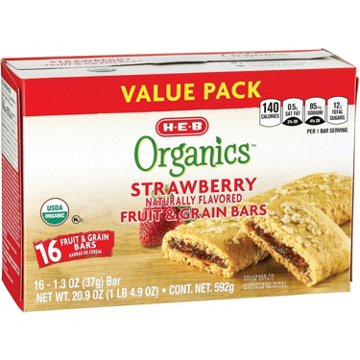 H-E-B Organics Fruit & Grain Bars - Strawberry, Value Pack, 16 ct