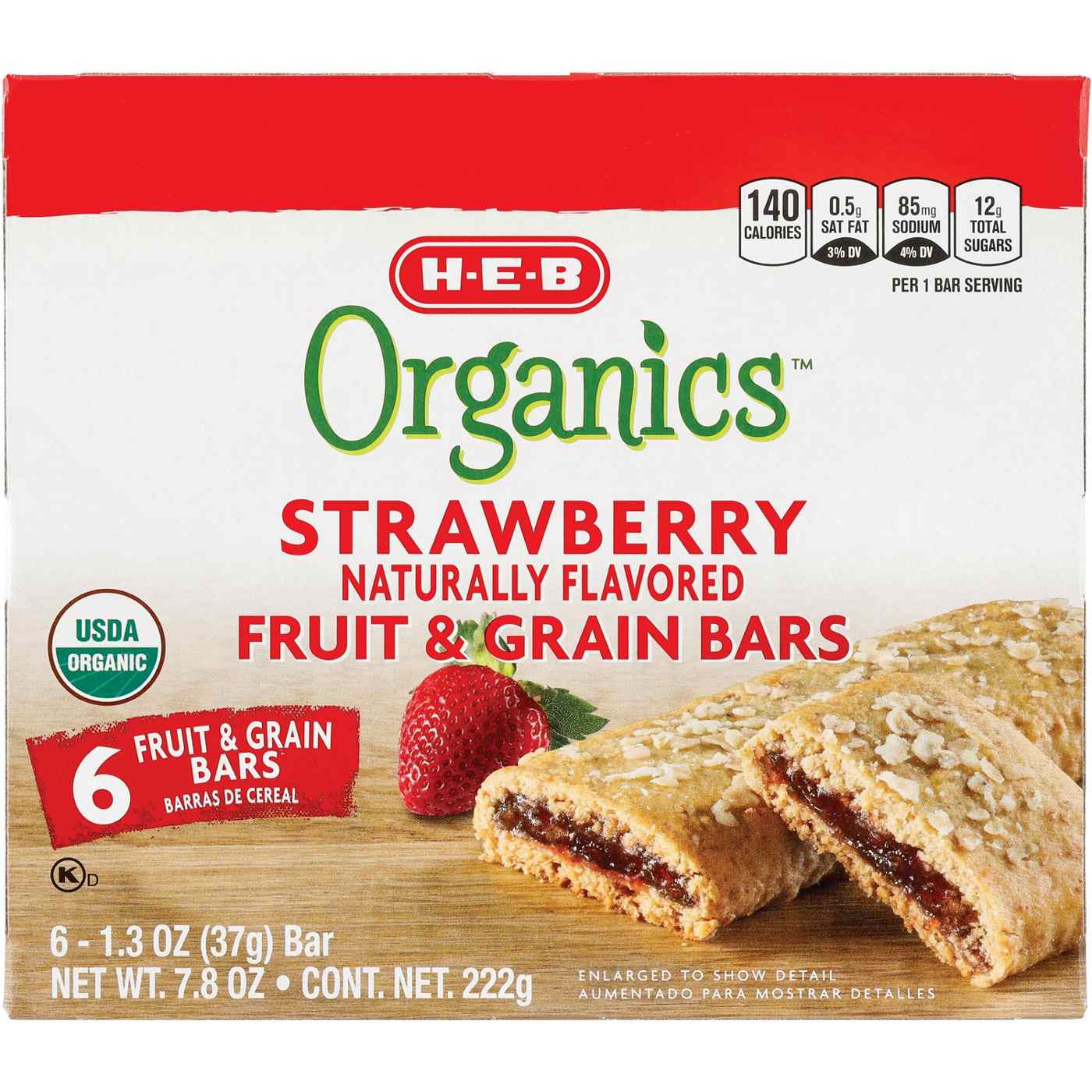 H-E-B Organics Fruit & Grain Bars - Strawberry; image 1 of 2