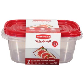 Rubbermaid TakeAlongs 8 Cup Deep Rectangle Food Storage Containers, 2 ct