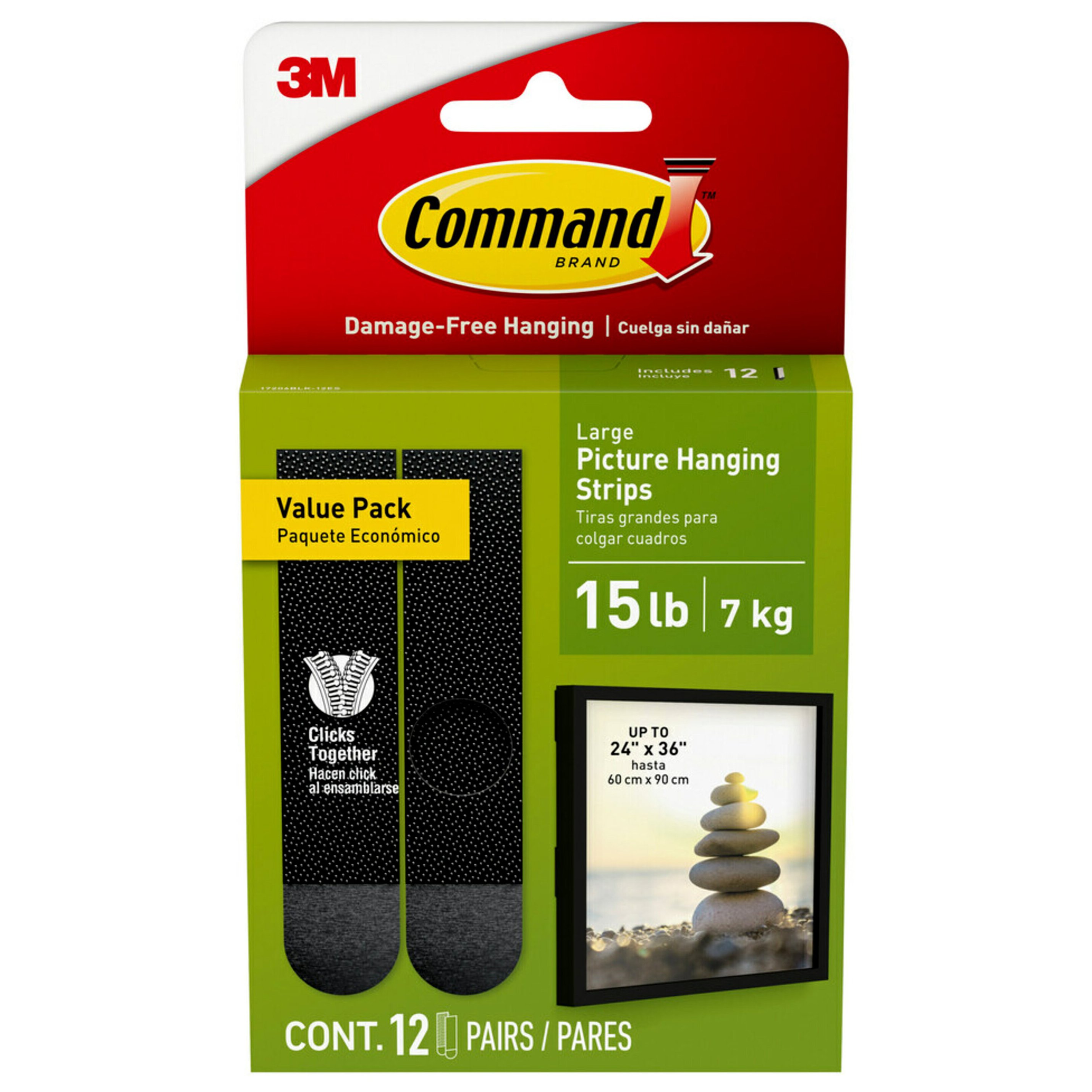 Command Hanging Strips, Picture, Large, Value Pack - 12 pairs