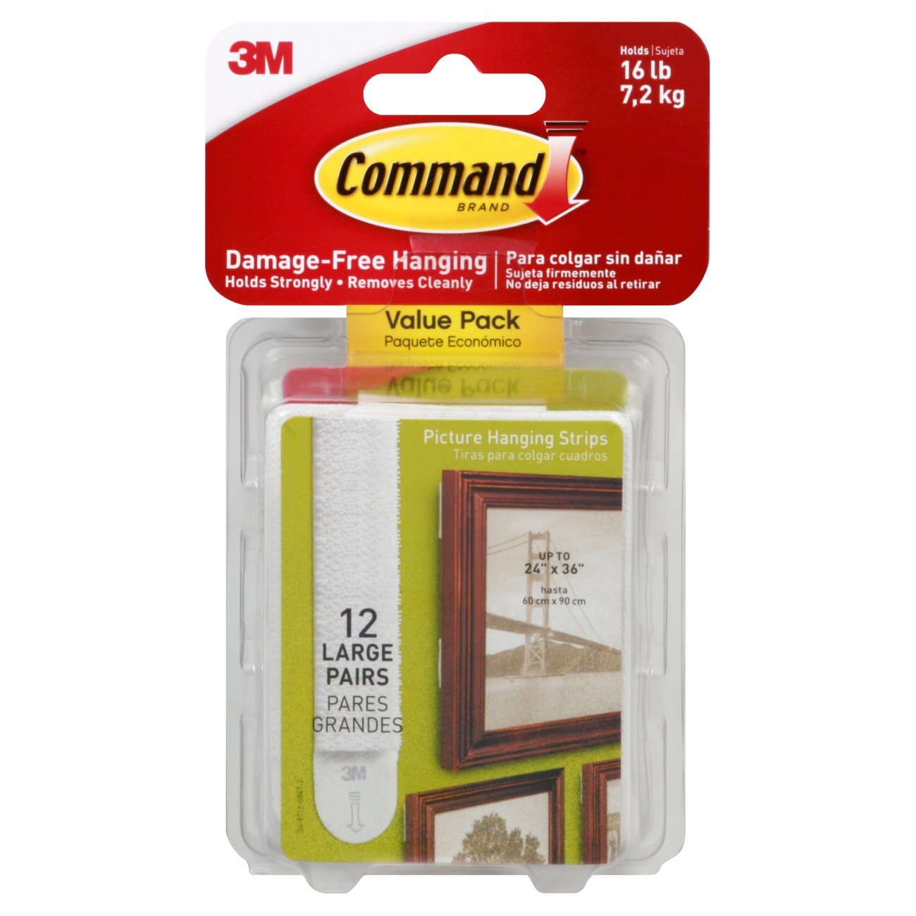 Command 12 Sets of Strips Large Sized Picture Hanging Strips White