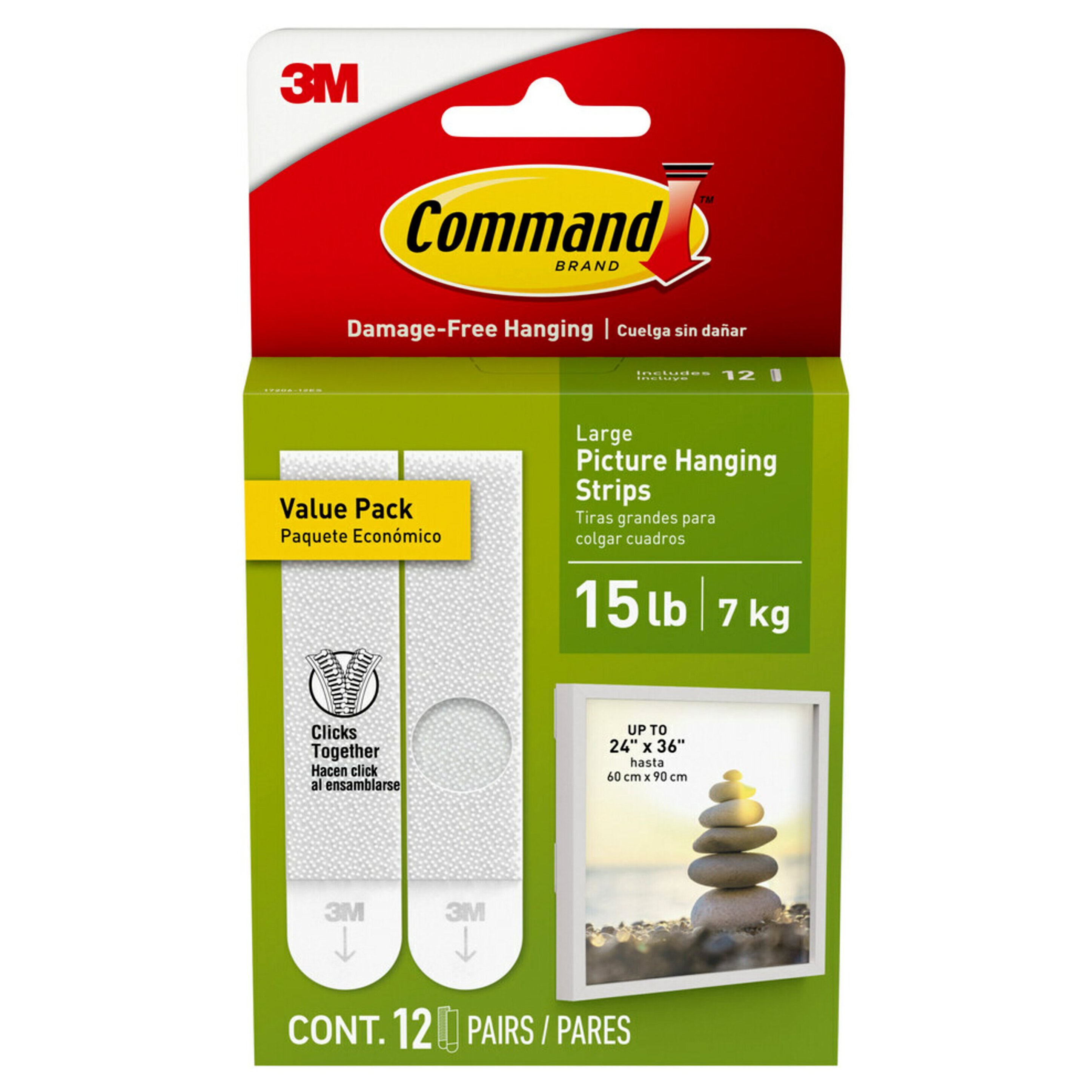 Command Hanging Strips, Picture, Large, Value Pack - 12 pairs