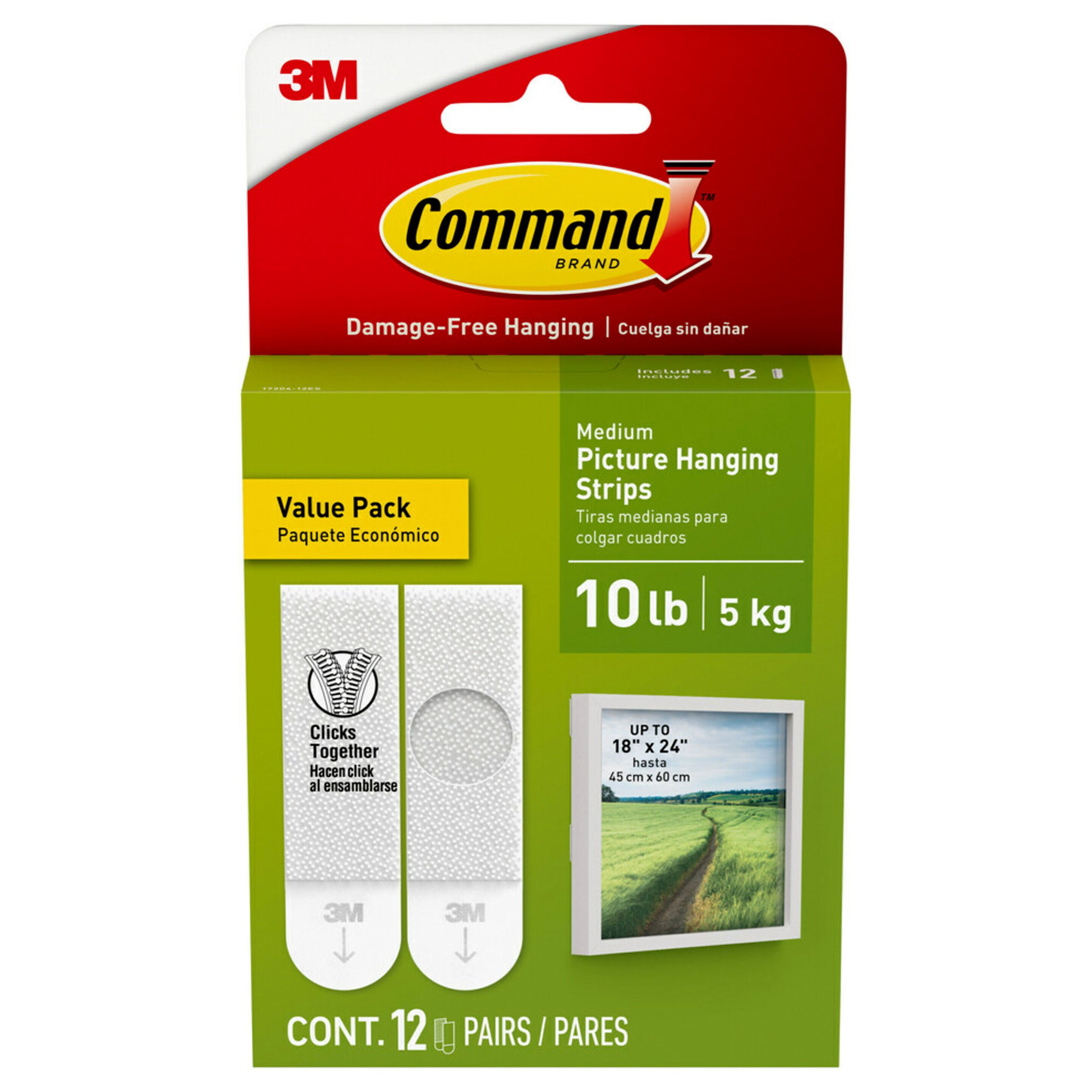 3M Command Medium White Picture hanging Adhesive strip (Holds)4kg