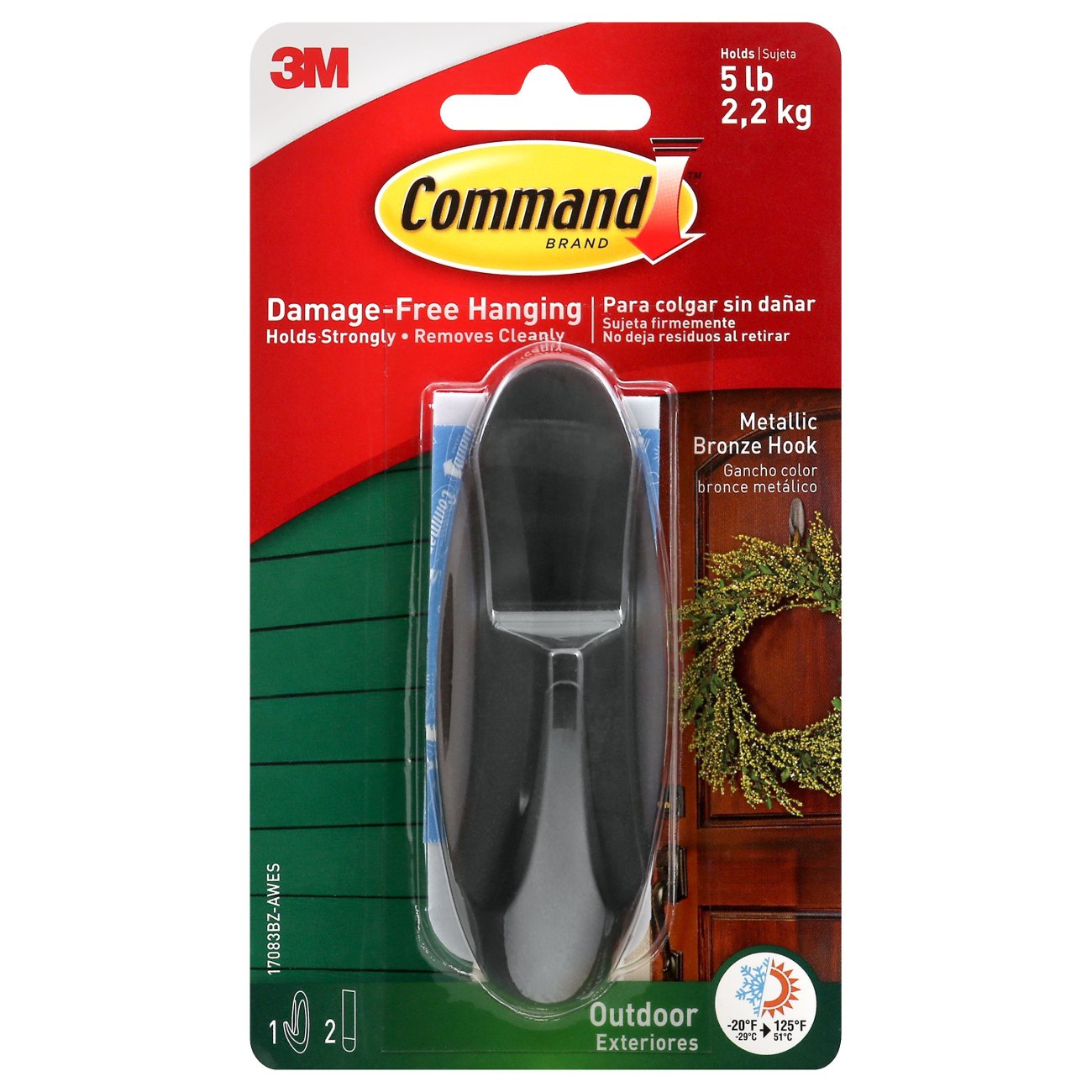 Command Medium Outdoor 2-Pack Slate Adhesive Wire Hook (2-lb Capacity)