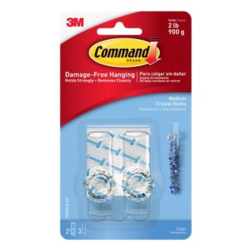 Command Clear Medium Crystal Hook, 3 pk