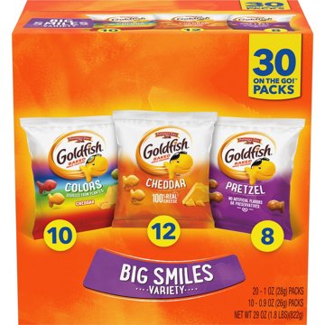 Goldfish Big Smiles Baked Crackers Variety Pack - Colors, Cheddar & Pretzel