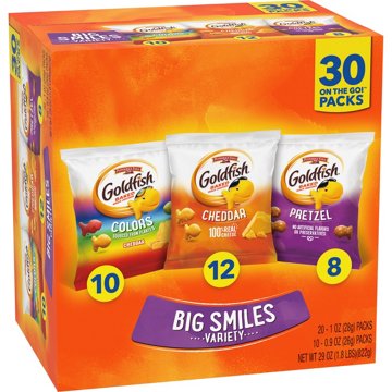 Goldfish Big Smiles Baked Crackers Variety Pack - Colors, Cheddar & Pretzel