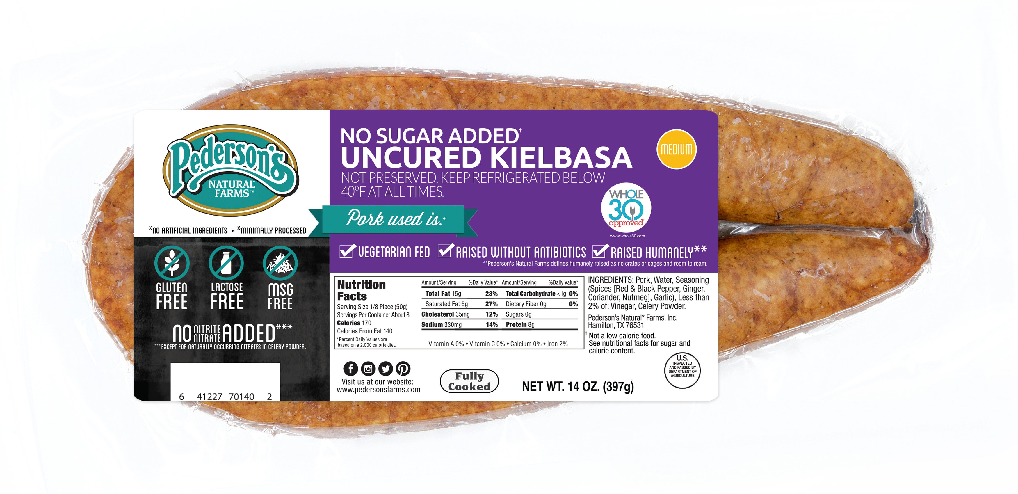 Pederson's No Sugar Added Uncured Kielbasa Sausage Shop Sausage at HEB