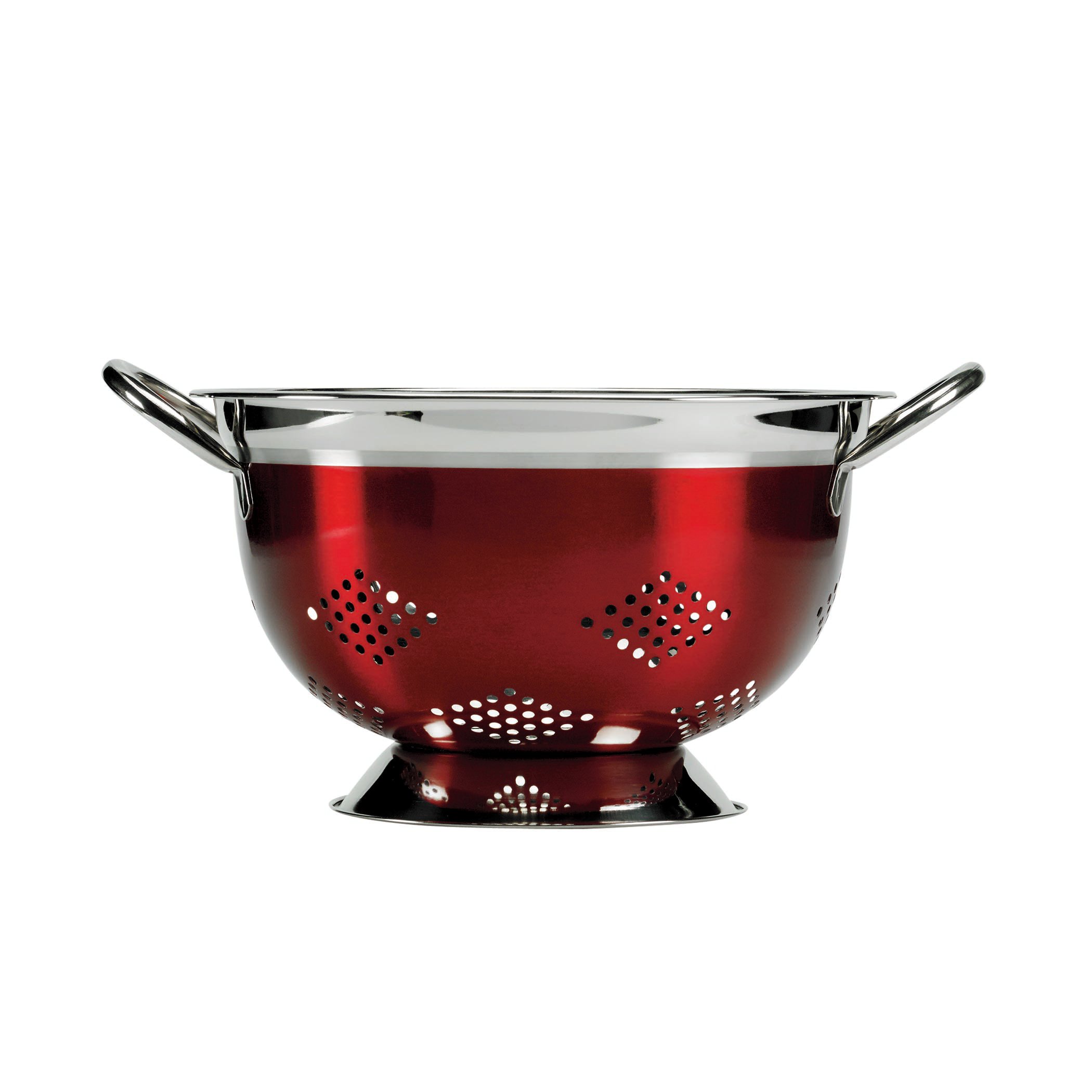 red metal colander
