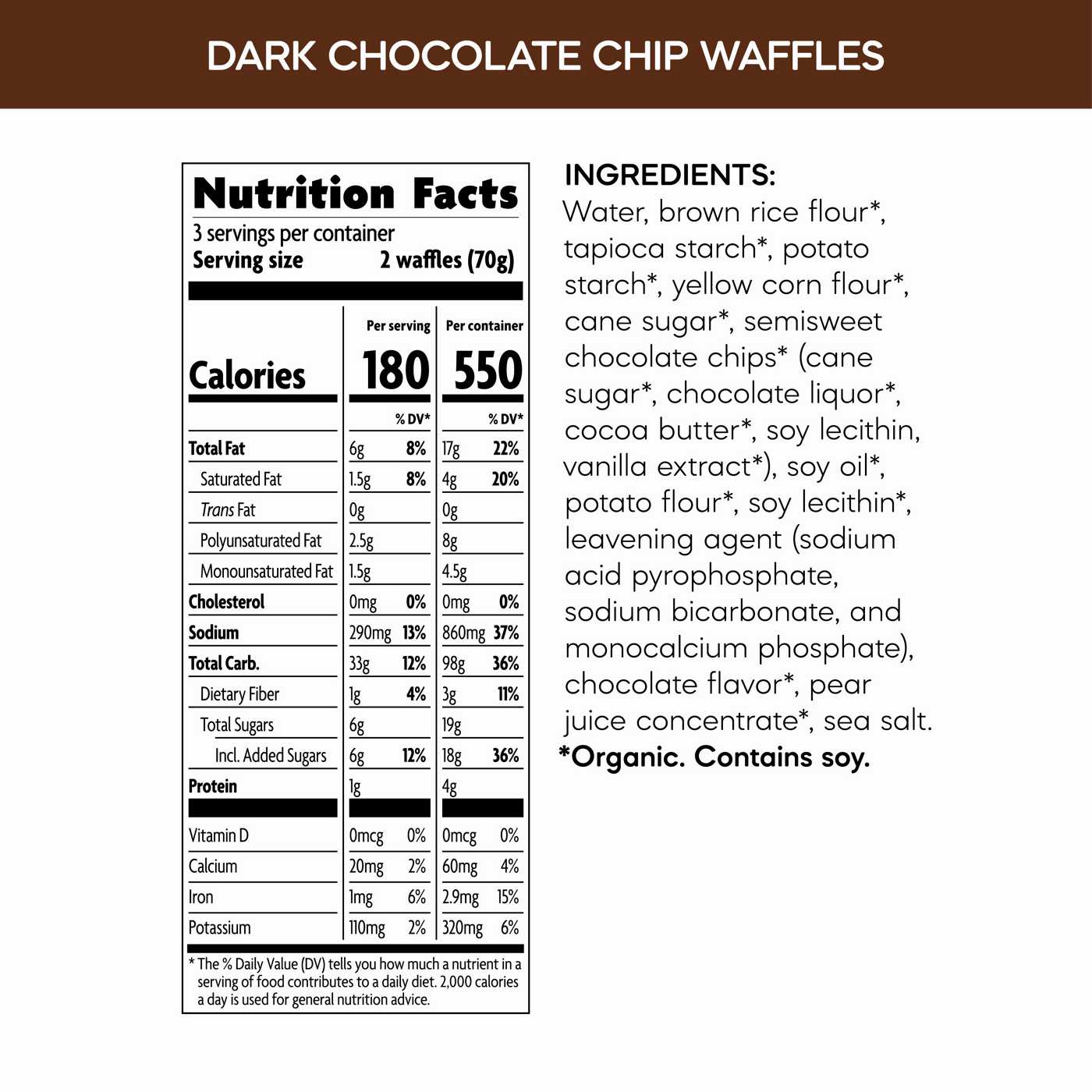 Nature's Path Organic Gluten Free Frozen Waffles - Dark Chocolate Chip; image 3 of 6