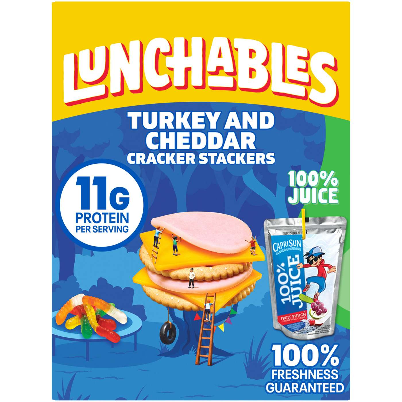 Lunchables Snack Kit Tray - Turkey & Cheddar Cheese Cracker Stackers, Capri Sun & Gummy Worms; image 1 of 4