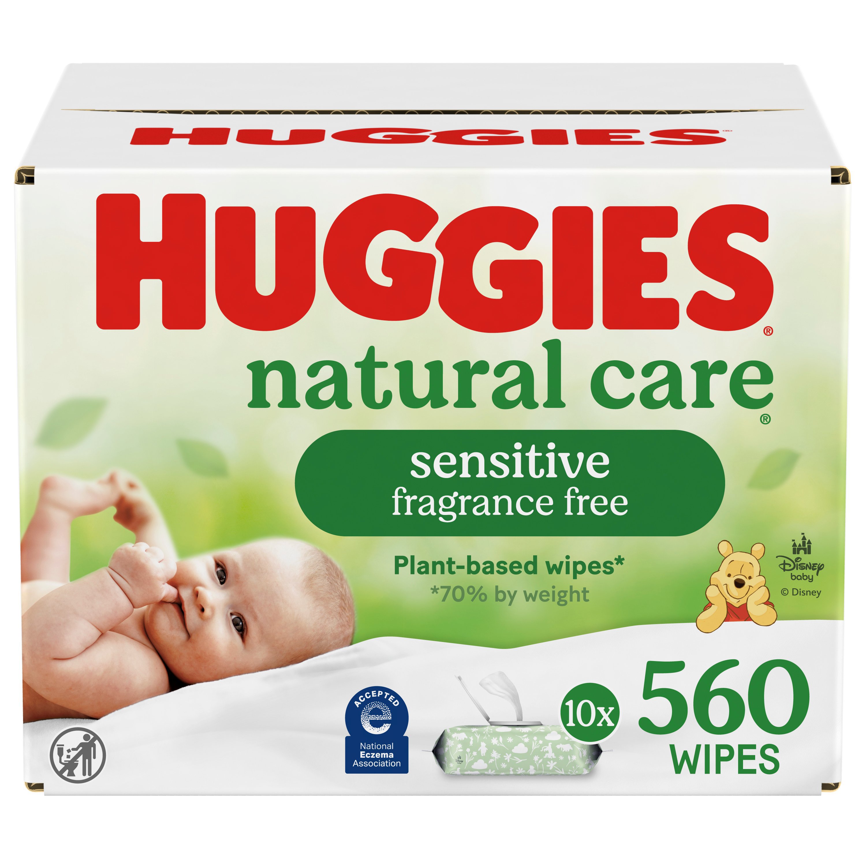 Huggies Natural Care Sensitive Baby Wipes Disposable Fliptop Packs