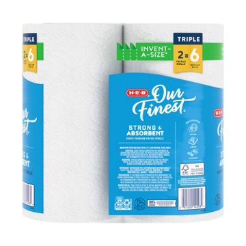 H-E-B Our Finest Invent-a-Size Paper Towels, 2 Triple Rolls