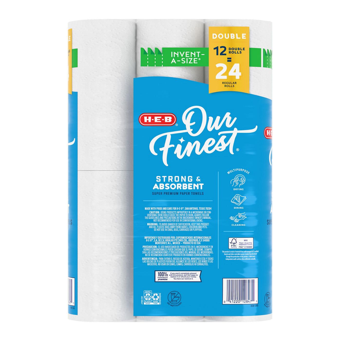 H-E-B Our Finest Invent-A-Size Paper Towels; image 2 of 2