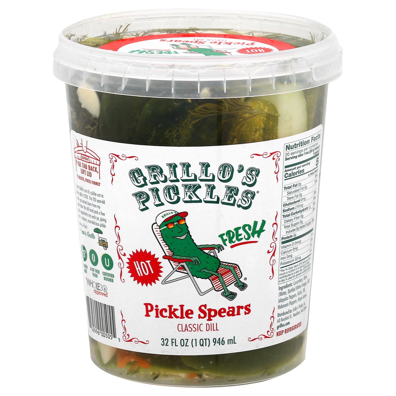 Grillo'S Pickles Hot Italian Dill Spears Shop Vegetables at HEB