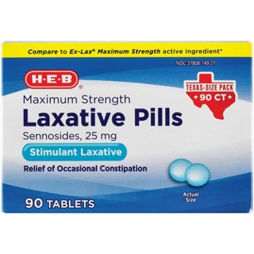 H-E-B Maximum Strength Laxative 25 mg Tablets Texas-Size Pack, 90 ct