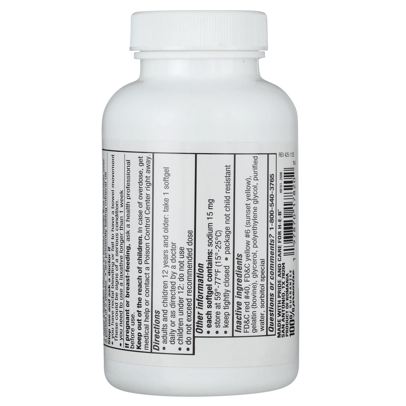 H-E-B Stool Softener Extra Strength  250 mg Softgels; image 2 of 3