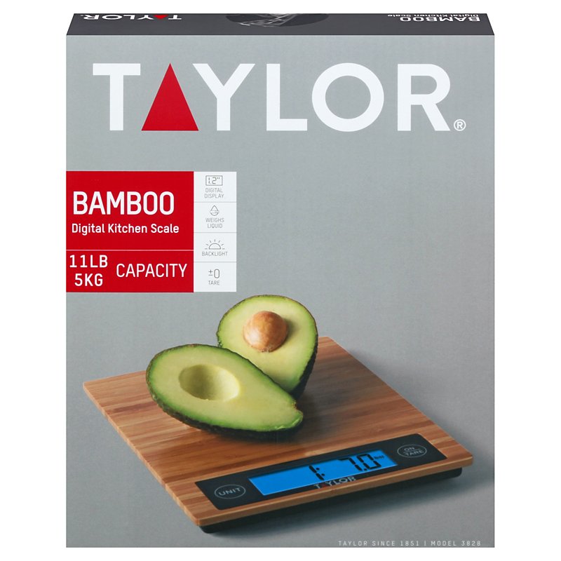 TAYLOR Bamboo Kitchen Scale Eco Friendly 11lb Capacity NEW 3828 