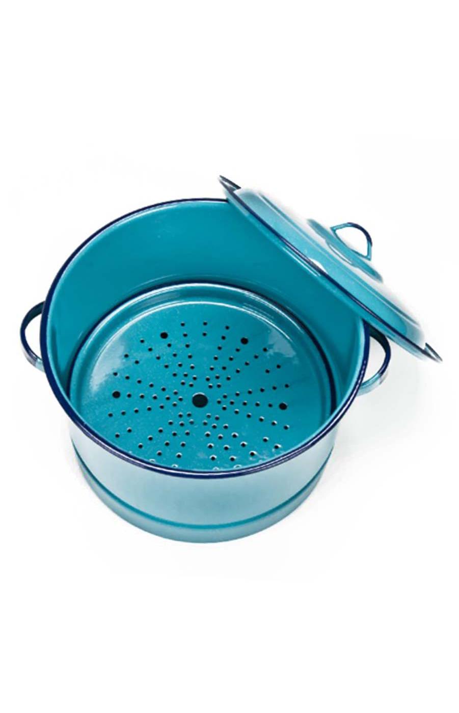 Cinsa Turquoise Steamer Pot with Lid & Trivet; image 2 of 3