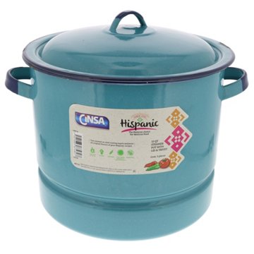 Cinsa Turquoise Steamer Pot with Lid & Trivet, 15 qt
