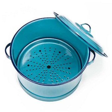 Cinsa Turquoise Steamer Pot with Lid & Trivet, 15 qt